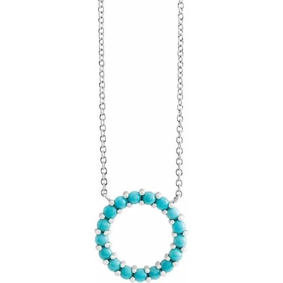 Kazi Luxury Sterling Silver Natural Turquoise Circle Cabochon 18